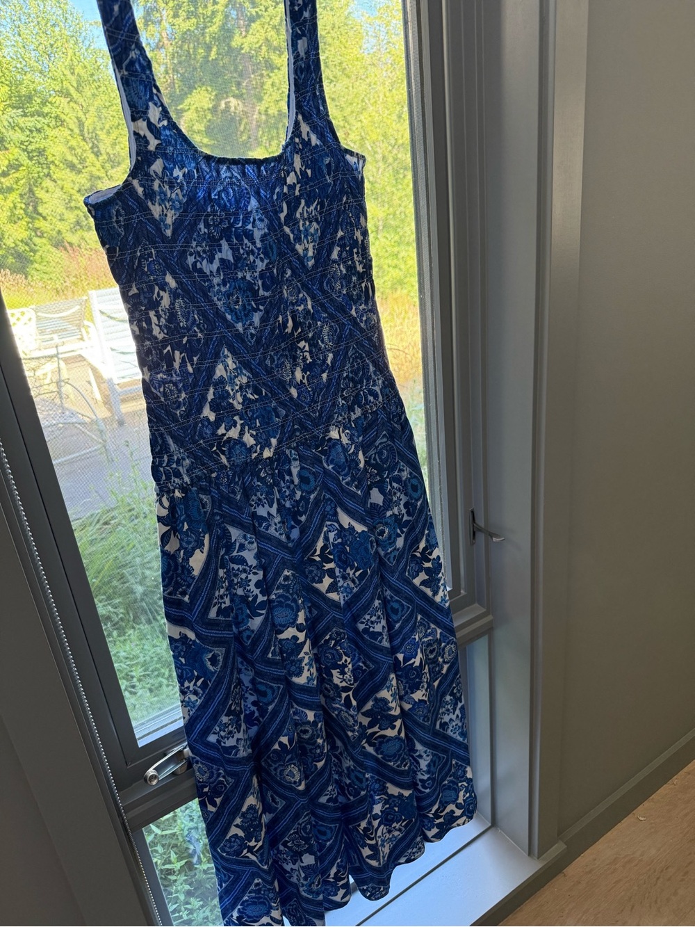 Avec Les Filled NWT  Smocked Linen Midi Dress XL
